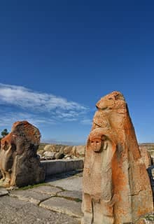 Alacahöyük, 45 km southwest of Çorum, a very important cult (religious ceremony) and art center in the Old Bronze Age and Hittite Age. In Alacahöyük, there are